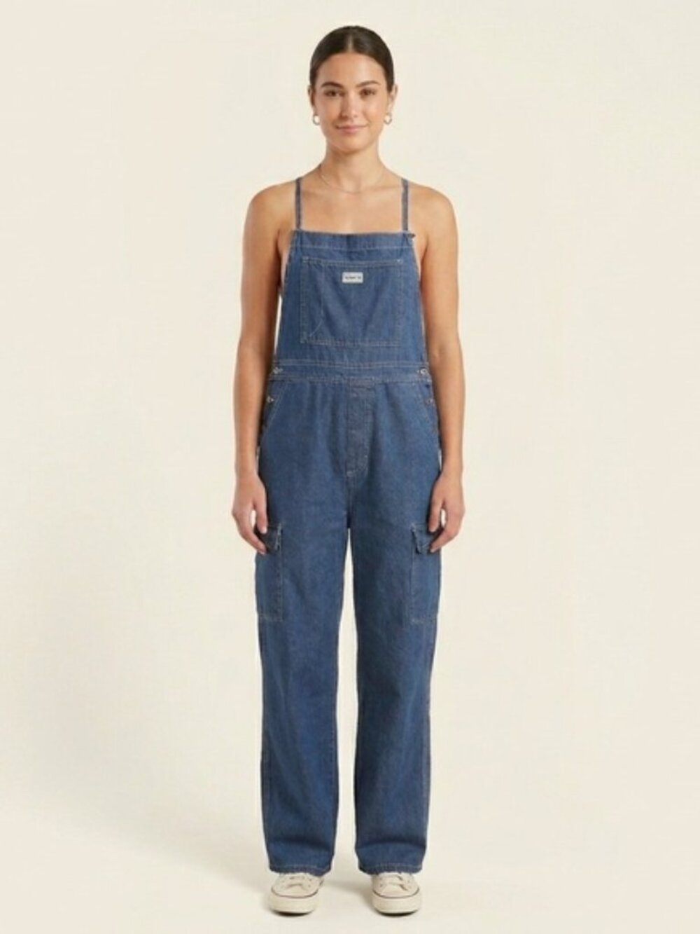 Vintage Manager Wide Straight Leg Denim-look Bib Overalls - Medium 🇨🇦
